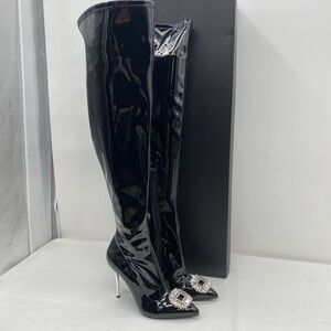 INC International Concepts Shiny Black Over-the-Knee Boots